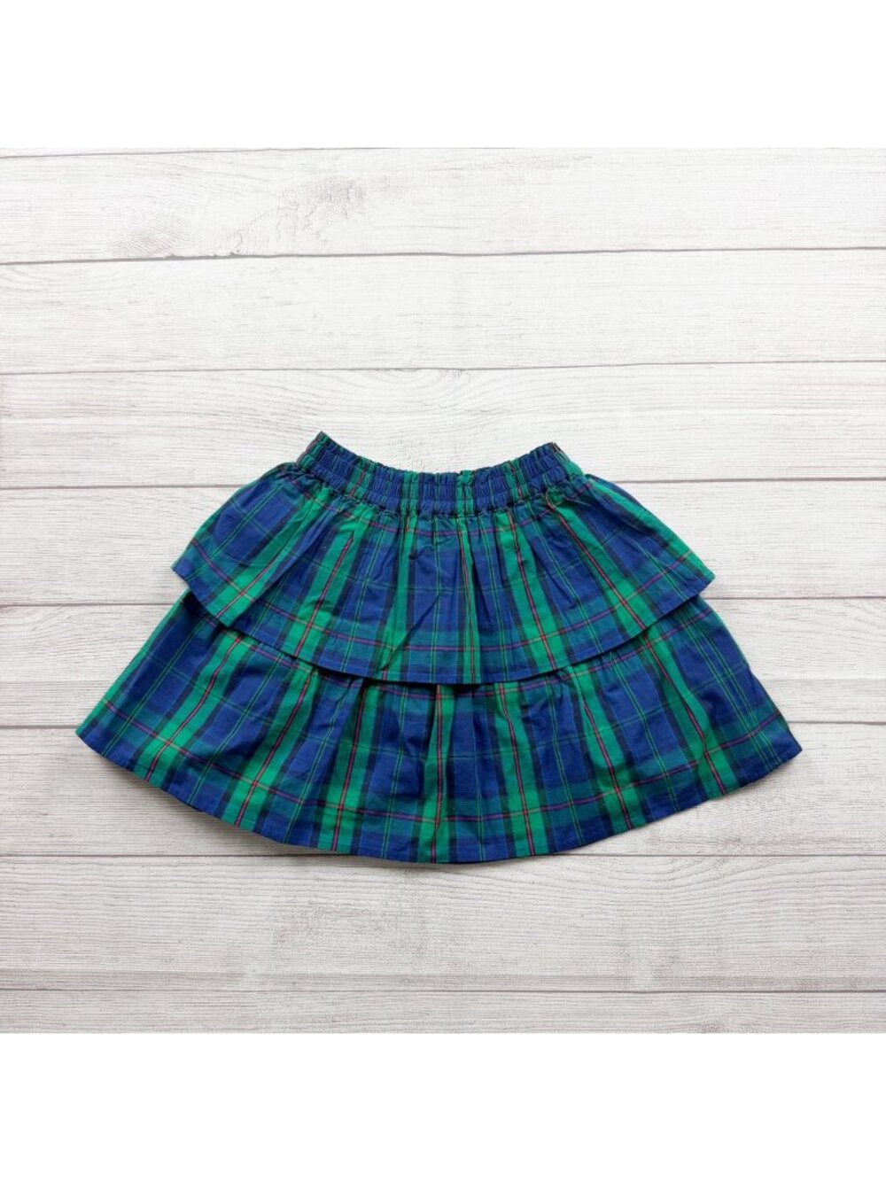 Crewcuts Girls Blue Green Plaid Layered Skirt 10